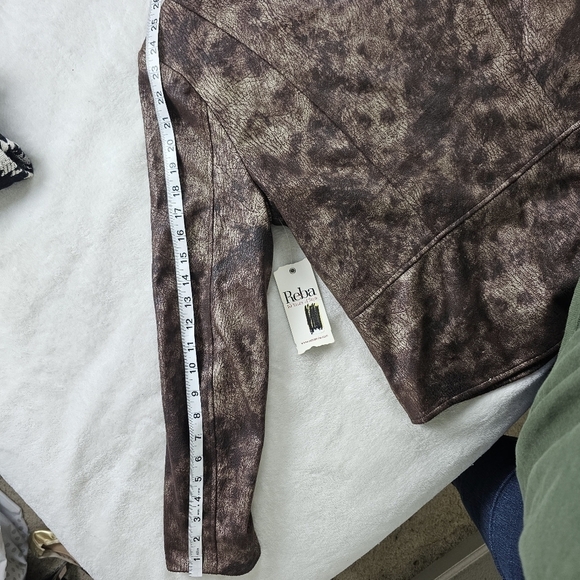 NWT Reba Bronze Faux Suede Zip Jacket Lace Lined Western Moto Style Size M - Picture 9 of 11